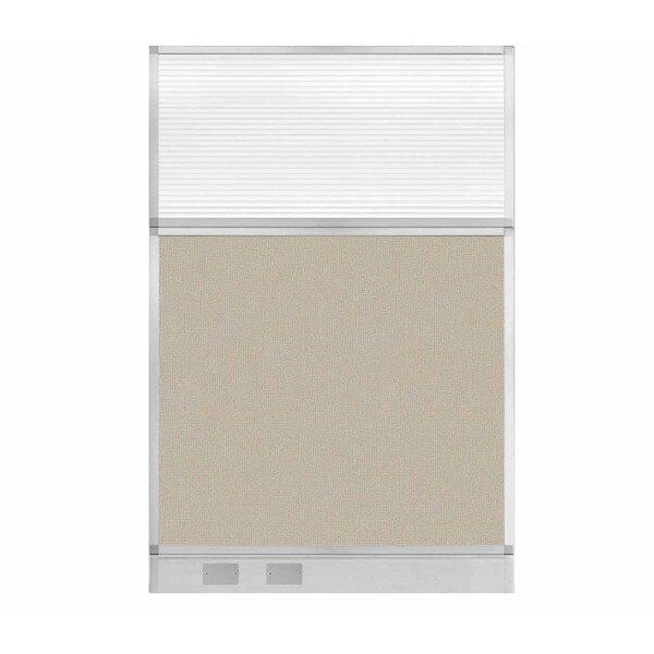 Hush Panel Configurable Cubicle Partition 4' x 6' Sand Fabric Clear Fluted Window w/ Cable Channel